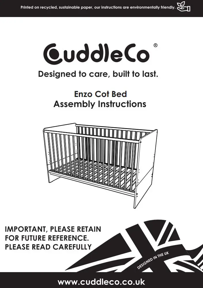 CuddleCo Enzo Cotbed in Truffle Oak-White Instruction Manual