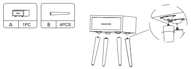 JAXPETY HG61N0626 Classic End Side Nightstands W/Solid Wood Leg For Bedroom Storage (4)