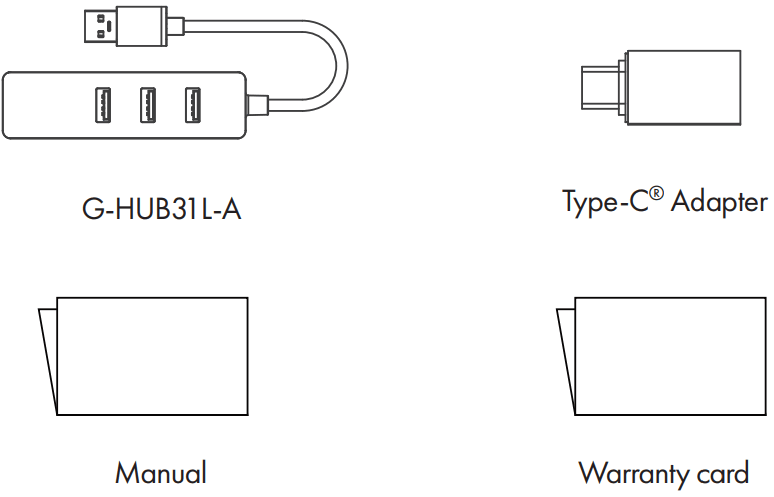 GRAUGEAR G HUB31L A 3 Ports Hub with Gigabit LAN - Package Contents