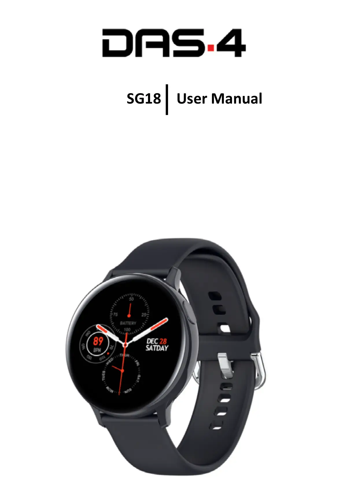 DAS-4 SG18 Black Silicone Strap Smartwatch User Manual