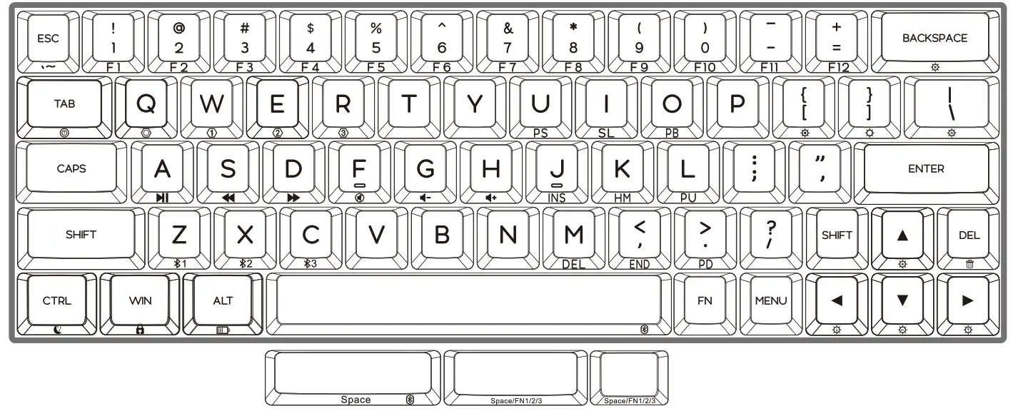 SKYLOONG SK64S USB Bluetooth 2 Mode Keyboard