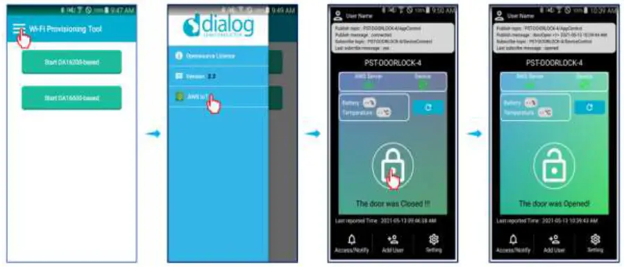 dialog DA16600 Provisioning the Mobile App for AndroidiOS - Test AWS IoT on Mobile Phone 2