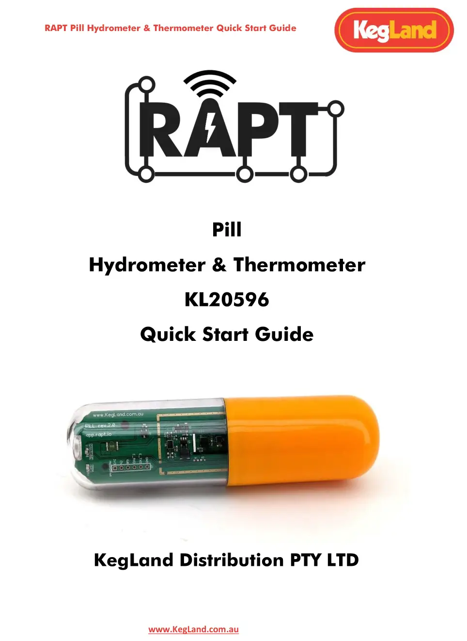 KegLand KL20596 Pill Hydrometer and Thermometer User Guide