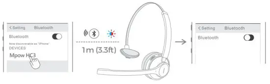 MPOW BH433A Audio Wireless Headset - connection