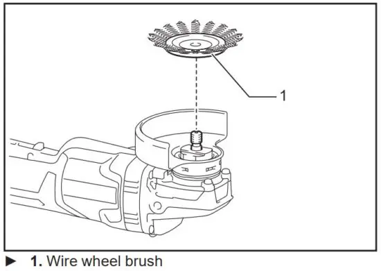 FIG 32 Installing wire wheel brush