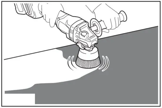 FIG 36 operation with wire cup brush
