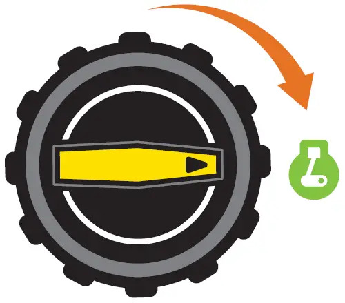 Turn the fuel dial clockwise to the ON position