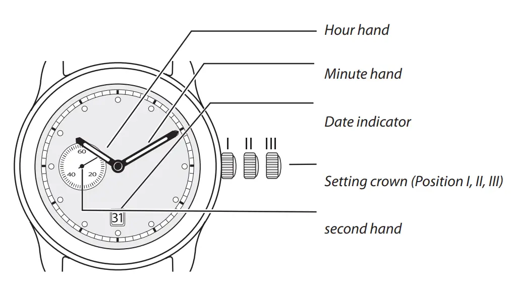 bauhaus SW200 Sellita Automatic Watch with Date and Leather Strap - Watch hands 4