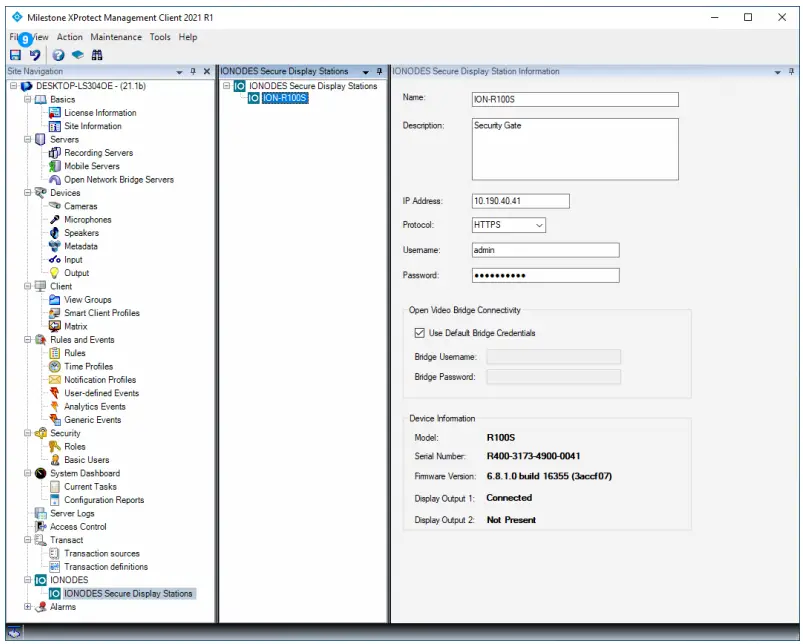 Adding a Secure Display Station to Milestone XProtect®