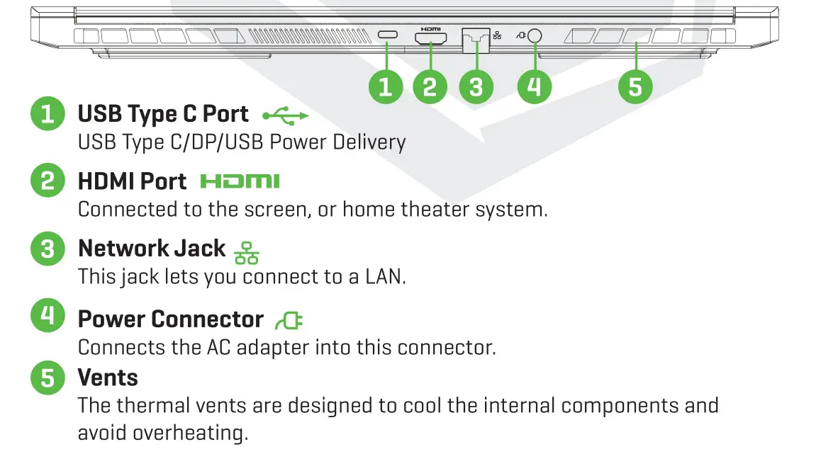 MONSTER 2724562403700 Tulpar T5 Gaming Laptop - Back Side View