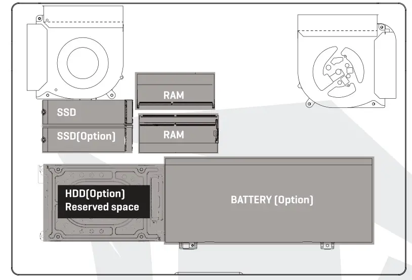 MONSTER 2724562403700 Tulpar T5 Gaming Laptop - Compartment View