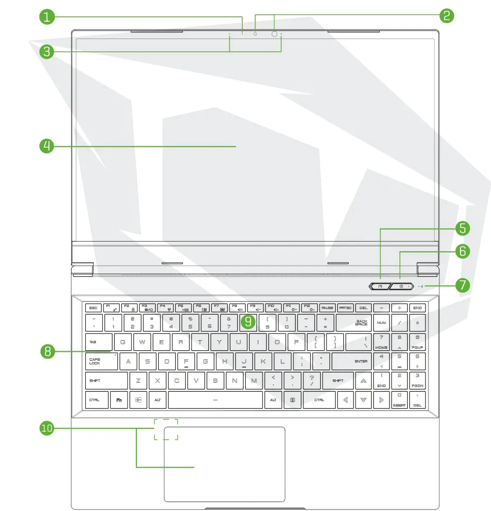 MONSTER 2724562403700 Tulpar T5 Gaming Laptop - Top-Open View