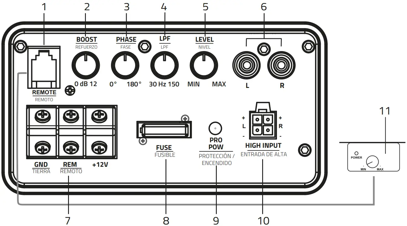 DS18 SQ82A Amplified 8 Inch Car Audio Subwoofer - fig 1