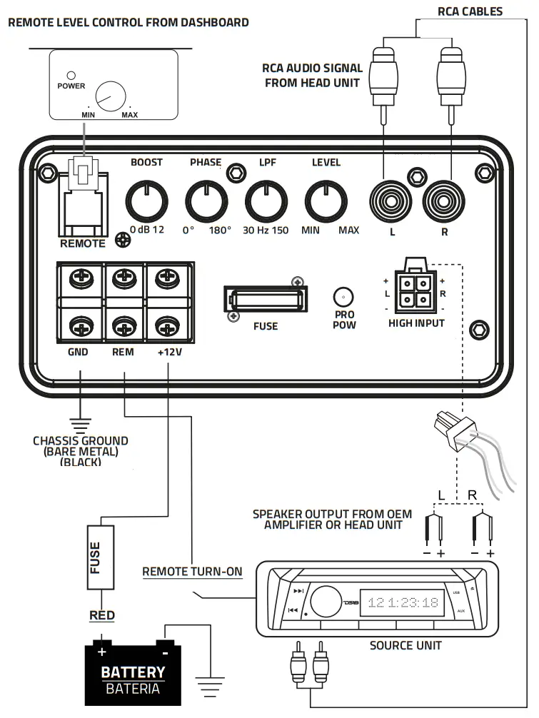 DS18 SQ82A Amplified 8 Inch Car Audio Subwoofer - fig 2