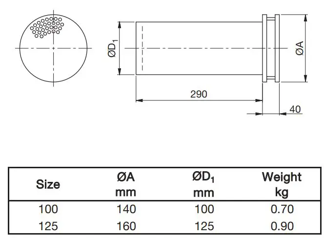 Lindab CCP Theatre Diffuser Instruction Manual - Dimension