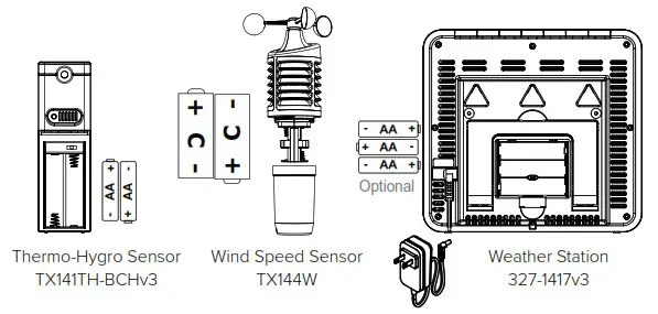 LA CROSSE TECHNOLOGY 327 1417V3 Color Wind Speed Weather Station - POWER UP