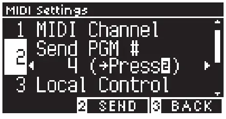 KAWAI CN301 Digital Piano - MIDI channel2