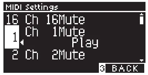 KAWAI CN301 Digital Piano - MIDI channel4