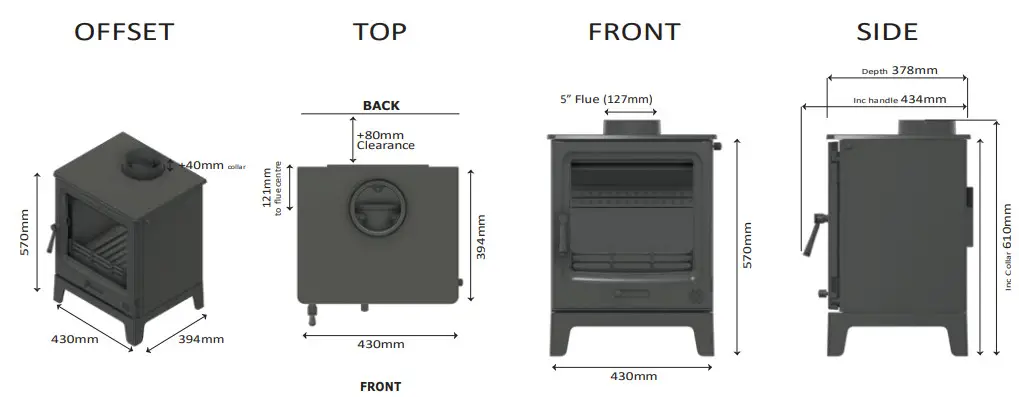 F2 FIRES Vue Portrait 5kW Multi Fuel Free Standing - figure 14