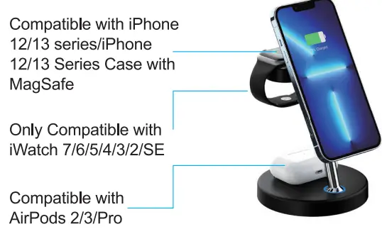 LASER PW-3IN1BK 3-IN-1 Magnetic Charging Station for Apple-fig5