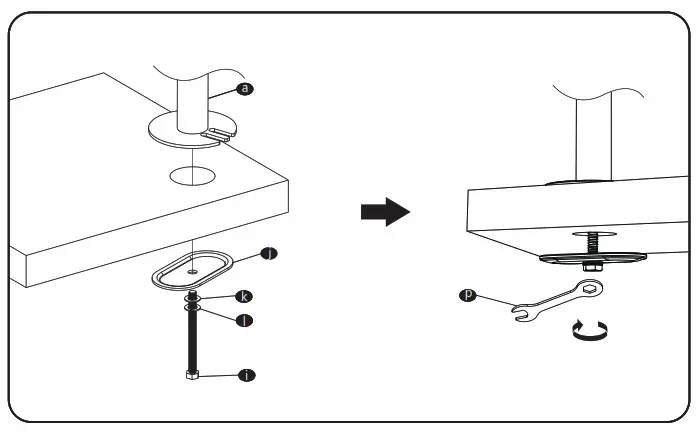 WALI M001 Single Monitor Desk Mount - Clamp Installation 4