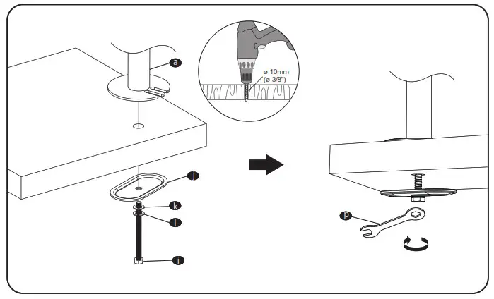 WALI M001 Single Monitor Desk Mount - Clamp Installation 5