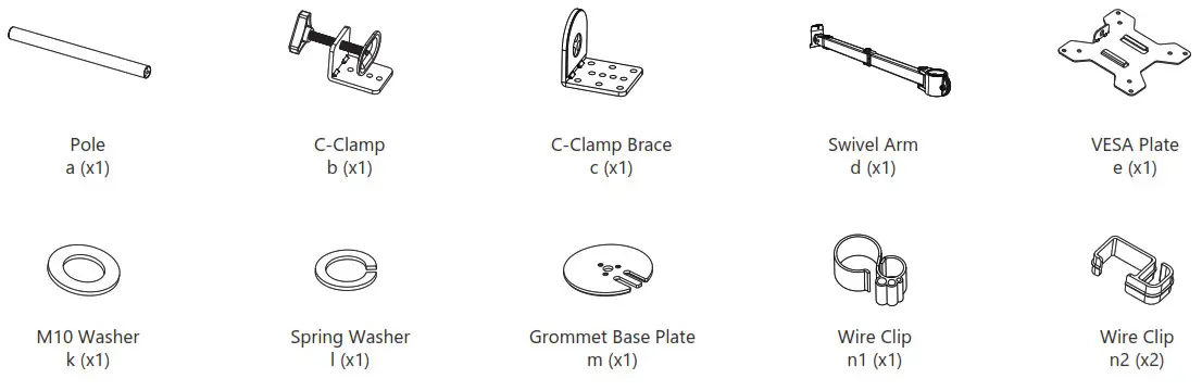 WALI M001 Single Monitor Desk Mount - Clamp Installation