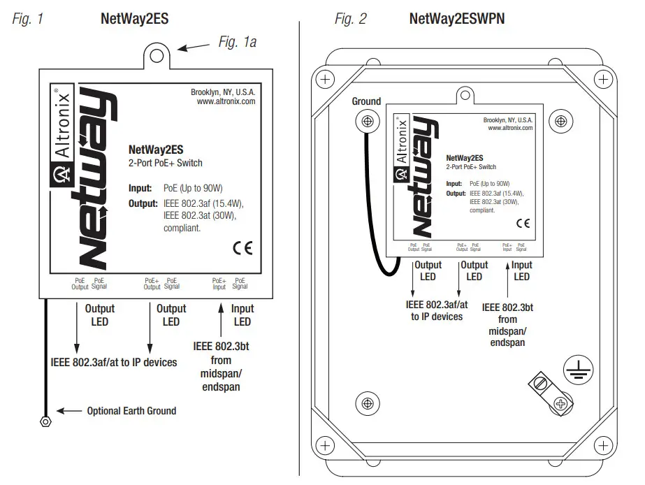 Altronix NetWay2ES Series PoE-Powered 2 Port PoE Switches - Figure 1