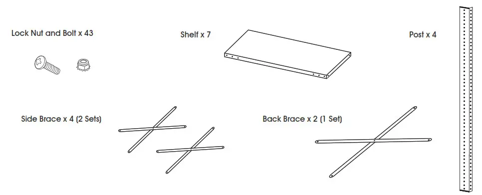 ULINE Shelf Bin Orgsnozer 39″ Tall - Parts
