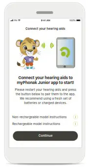 sonova my phonak junior 1.0 - Pairing with compatible hearing aids 1