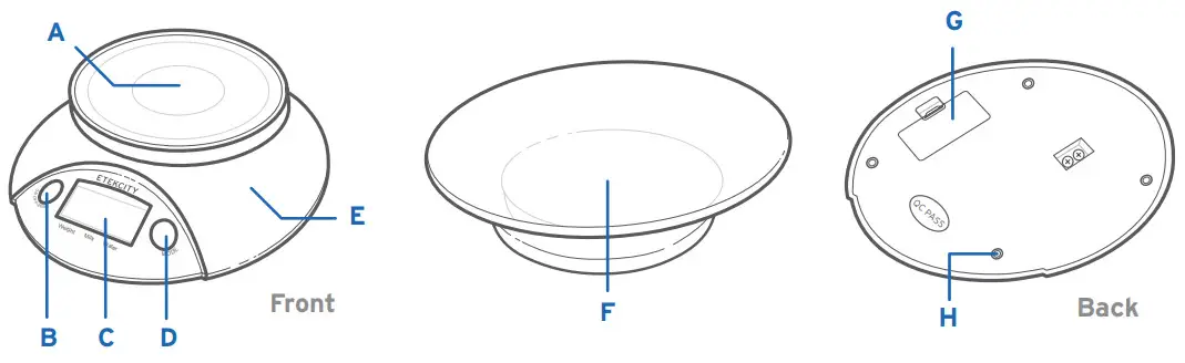 ETEKCITY EK3551 Digital Kitchen -Function Diagram