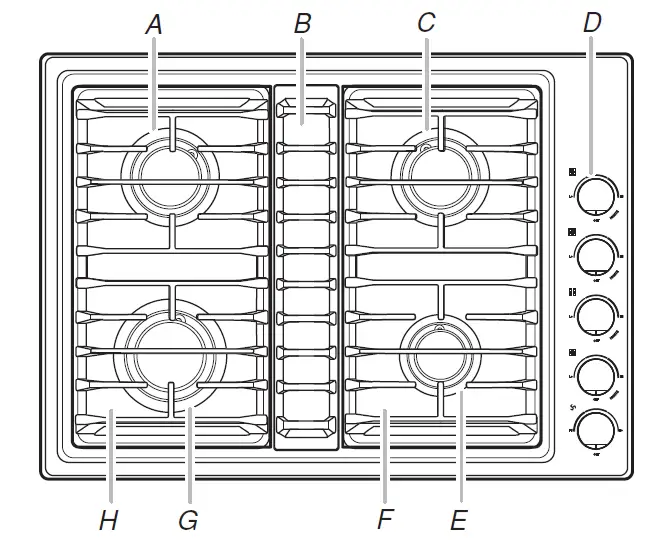 JENNAIR-W11508907A-30-Inch-and-36-inch-(76.2-CM-AND-91.4-CM)-Gas-Downdraft-Cooktop-fig-2