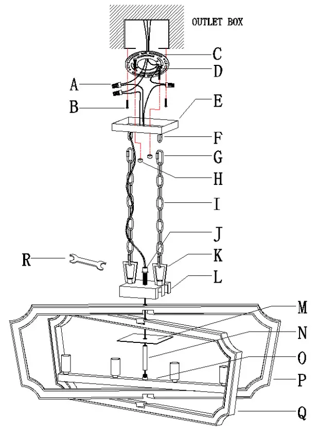 LNC A04597 Creamy 4-Light Farmhouse Linear LED Kitchen Island Light - PARTS TYPE