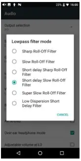 Fiio M15 Complete - Lowpass filter mode