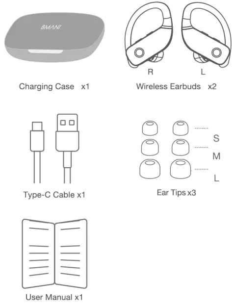 BMANI T16 True Wireless Sports Earbuds - fig 1