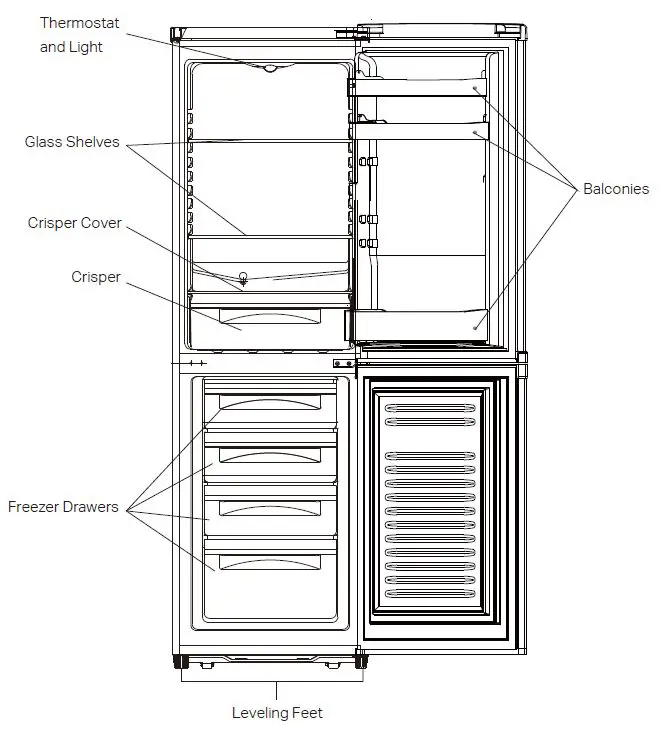 Montpellier MS175W BK Freestanding Combi Fridge Freezer-2