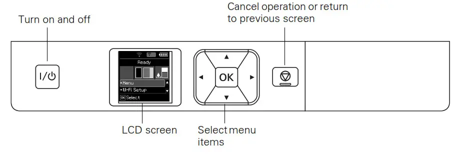 EPSON EC-C110 Wireless Mobile Color Printer - Control Panel