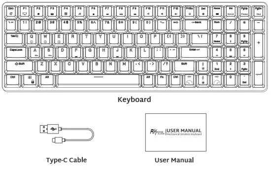 ROYAL KLUDGE RK100 Mechanical Wireless Keyboard - basic