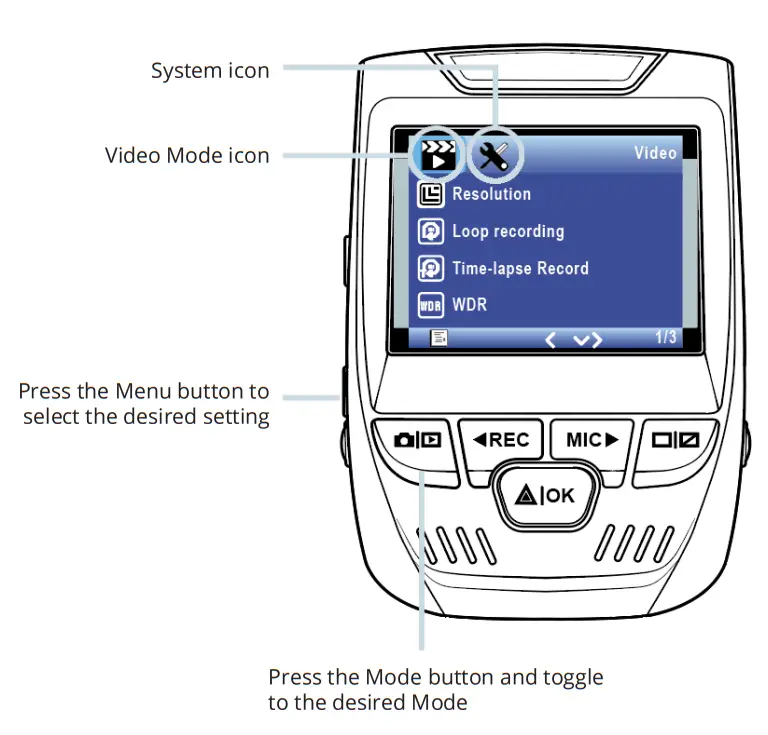 REXING V1P 4K Dual Channel Dash Camera - Settings