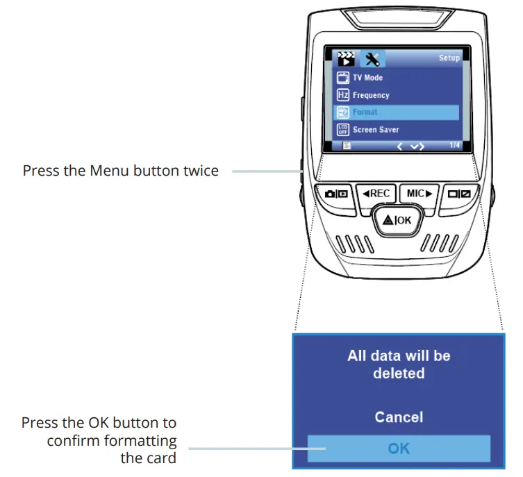 REXING V1P 4K Dual Channel Dash Camera - button