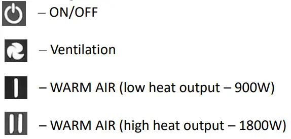 emerio FH-125831.1 Ceramic Fan Heater Instruction Manual - Heat setting