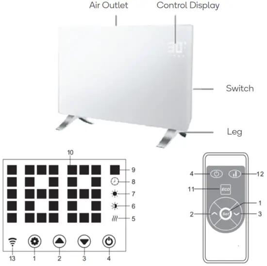 kogan KASGSHT24BA Smarterhome 2400W Glass Panel Heater - OVERVIEW