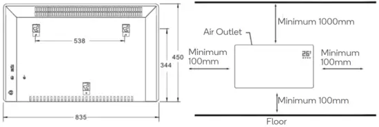 kogan KASGSHT24BA Smarterhome 2400W Glass Panel Heater - Wall Mount Installation