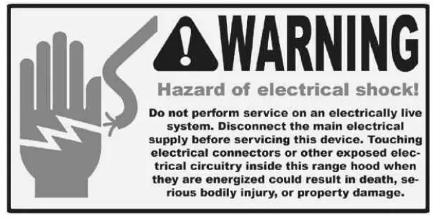 Vesta VRH MONTREAL 30 36SS Montreal range hood - Warning