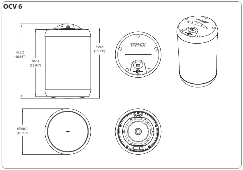 TANNOY OCV 8 8 6 Coaxial Pendant Loudspeaker for Installation Applications - Dimensions 2