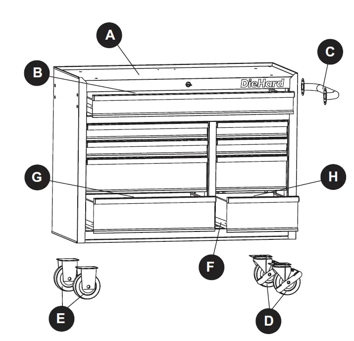 DieHard 10885 9 Drawer 42 Inch Mobile Cabinet 1