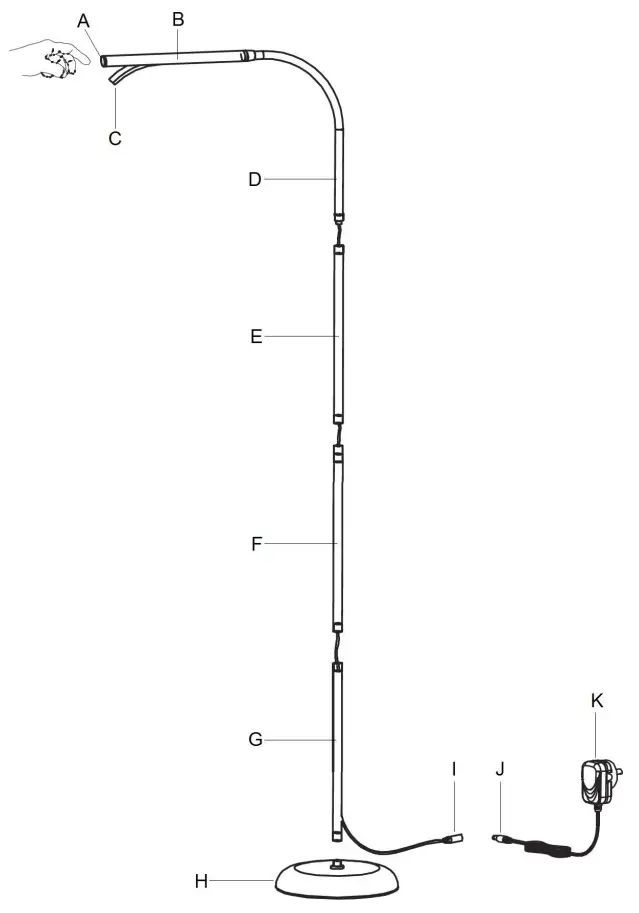 259943 Crawford LED Touch Floor Lamp Overview