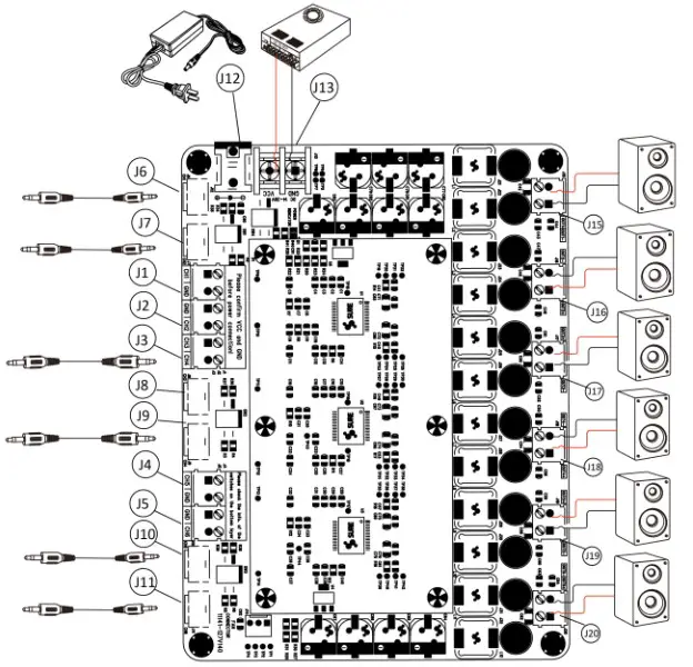 WONDOM AA AB34181 Class D Audio Amplifier Board - Connections
