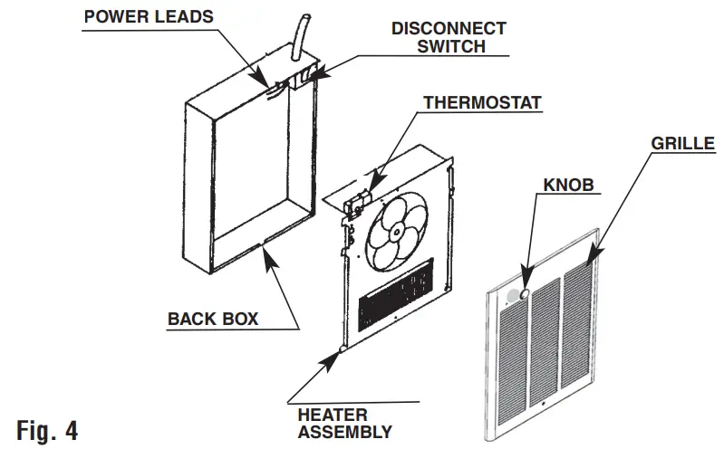 MARLEY WHB3000 Fan Forced Electric Wall Heaters - POWER lEADS