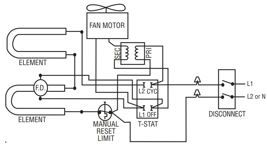 MARLEY WHB3000 Fan Forced Electric Wall Heaters - Wiring Diagram
